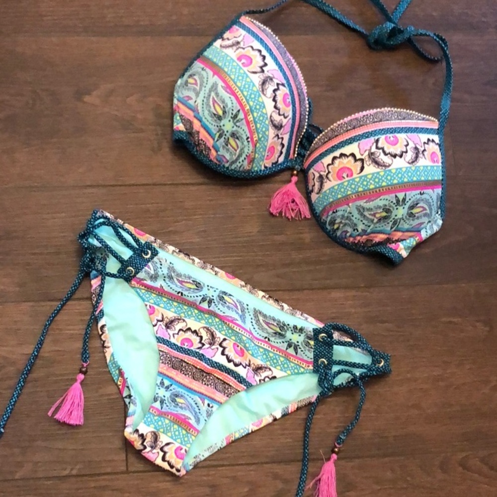Shade & Shore Turquoise Bohemian Bikini M 34 DD